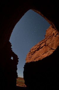 View from a room in the Wupatki pueblo, the Big Dipper points to the right. (click to enlarge)