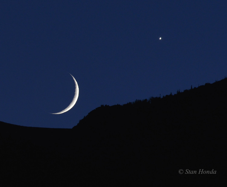 Moon and Venus setting, Rocky Mountain National Park.