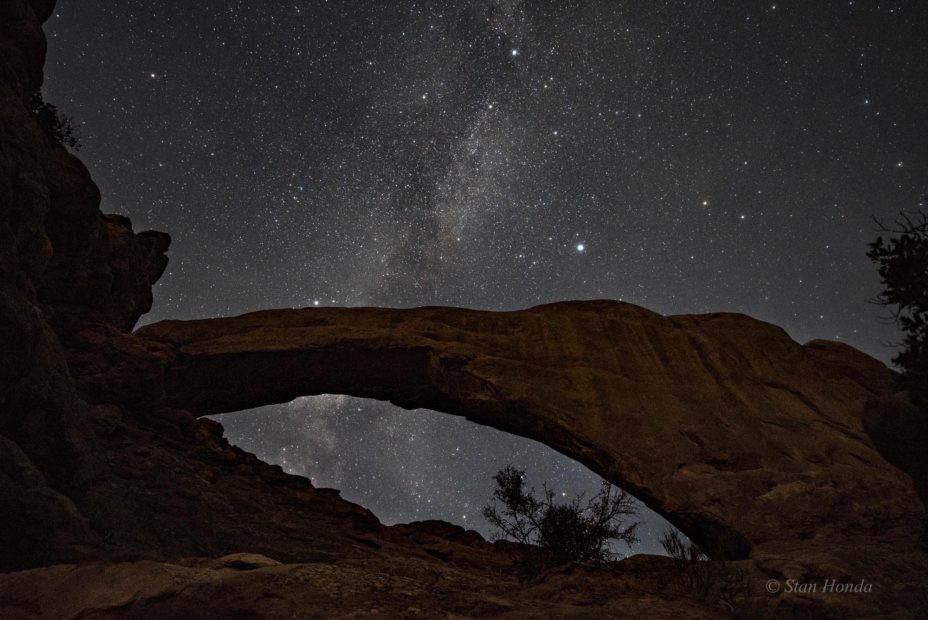 Arches N.P.- The Summer Triangle above the South Window lit by moonlight
